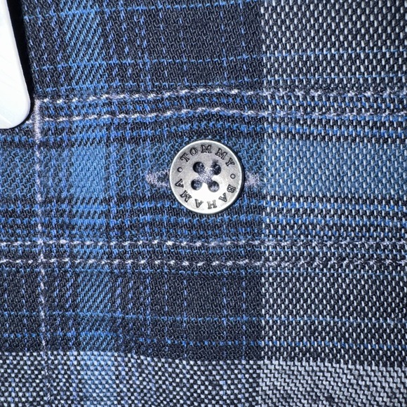 TOMMY BAHAMA Shirt Men Canyon Beach Flannel Cozy Check Teal Bay Sz S NEW $148 - Picture 3 of 10